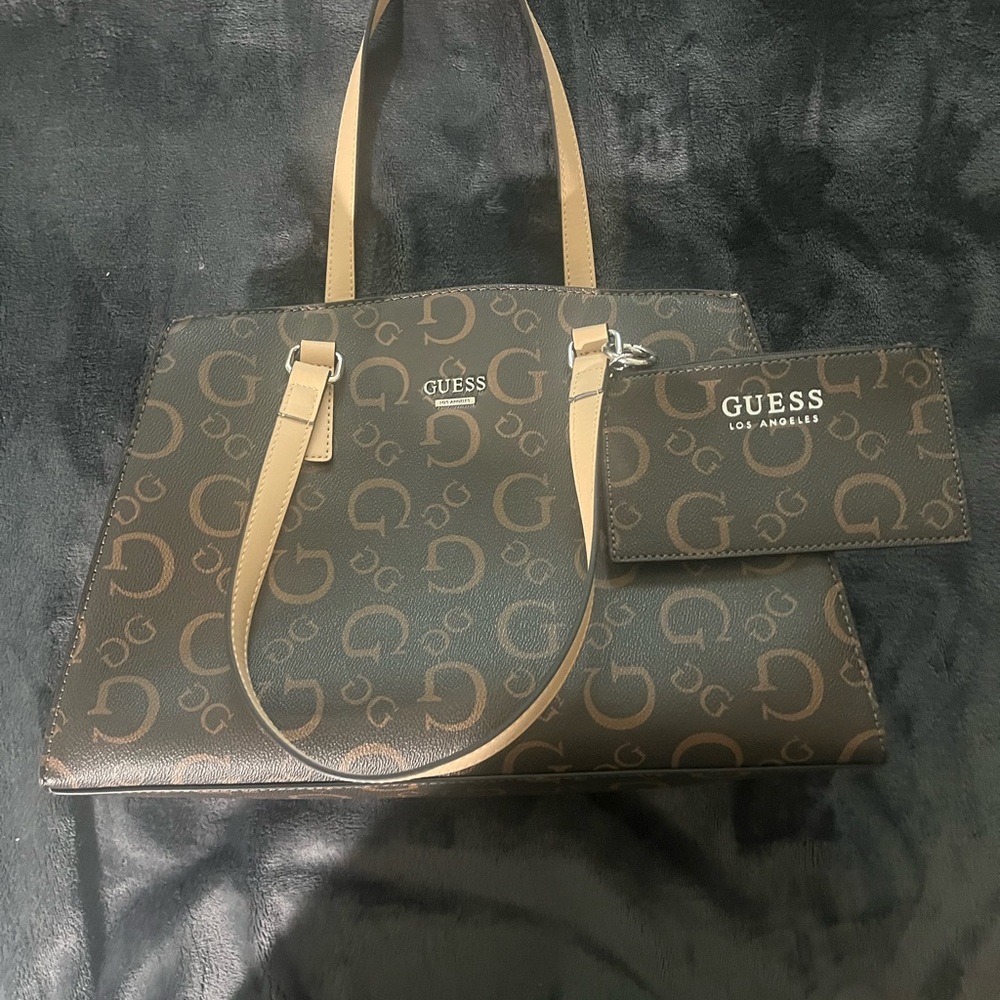 Guess Brown Monogram Tote Bag